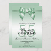 Emerald Bow & Ribbon 55. Hochzeitstag Einladung (Vorne/Hinten)