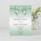 Emerald Bow & Ribbon Memorial Party Einladung (Stehend Vorderseite)
