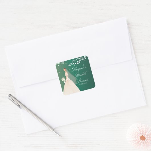 Emerald Bride Brautparty Square Sticker (Umschlag)