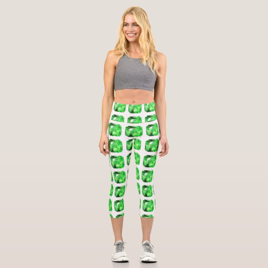 Emerald, Bright Green Capri Leggings (Vorderseite)