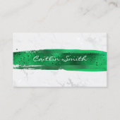 Emerald Brush Stroke Silver White Foil Marmor Visitenkarte (Vorderseite)