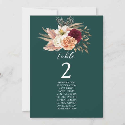 Emerald Burgundy Blumentisch (Vorderseite)