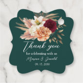 Emerald Burgundy Floral Vielen Dank Geschenkanhänger (Rückseite)