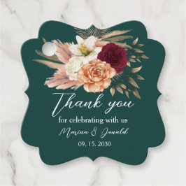 Emerald Burgundy Floral Vielen Dank Geschenkanhänger