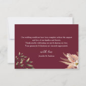 Emerald Burgundy Wedding Dankeskarte (Rückseite)