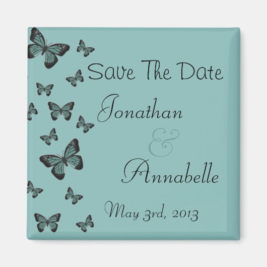 Emerald Butterfliegen Save the Date Personalisiert Magnet (Vorne)