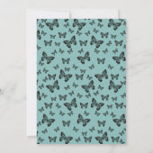 Emerald Butterflies Monogram Wedding Einladung (Rückseite)