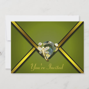 Emerald Butterfly Jeweled Party Einladung