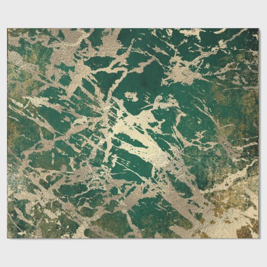 Emerald Cali Gold Marble Shiny Metallic Grungy VIP Geschenkpapier (Flach)