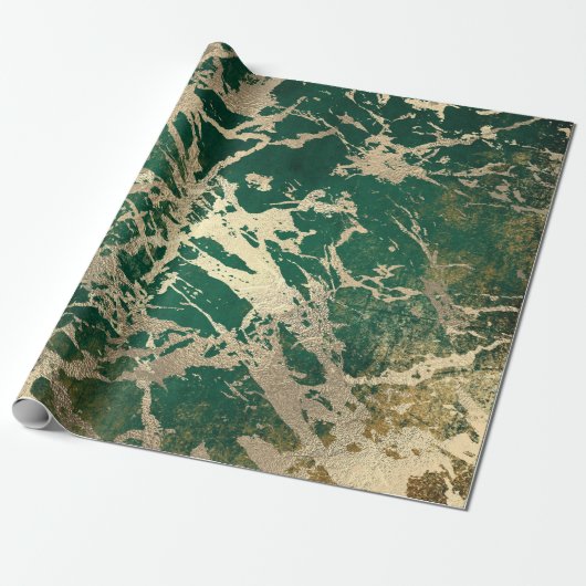 Emerald Cali Gold Marble Shiny Metallic Grungy VIP Geschenkpapier (Ungerollt)