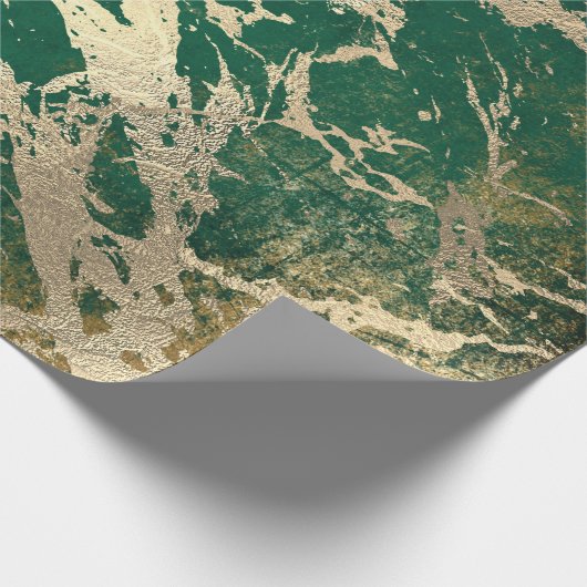 Emerald Cali Gold Marble Shiny Metallic Grungy VIP Geschenkpapier (Ecke)