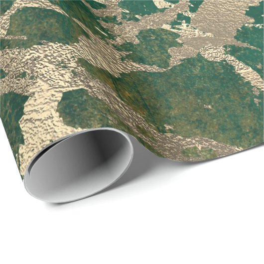 Emerald Cali Gold Marble Shiny Metallic Grungy VIP Geschenkpapier (Rolleneckpunkt)