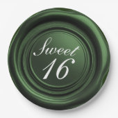 Emerald Candle Wax Siegel Tropfen Sweet 16 Wedding Pappteller (Vorderseite)