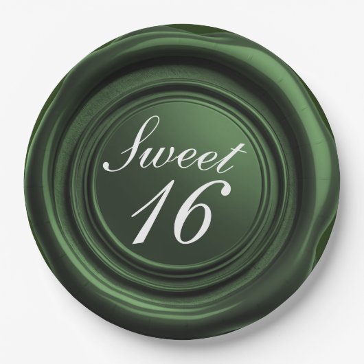 Emerald Candle Wax Siegel Tropfen Sweet 16 Wedding Pappteller (Vorderseite)
