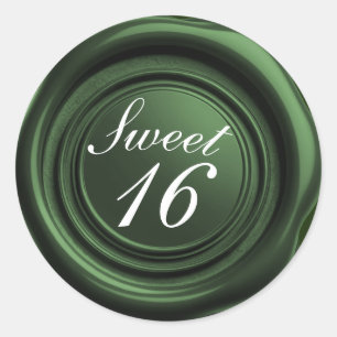 Emerald Candle Wax Siegel Tropfen Sweet 16 Wedding Runder Aufkleber