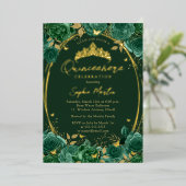 Emerald Captivating Floral Butterfly Quinceanera Folieneinladung (Stehend vorne)