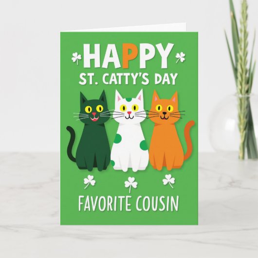 Emerald Cats St Cattys Day Card Karte (Vorderseite)