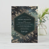 Emerald Celestial Flora Wedding Einladung (Stehend Vorderseite)