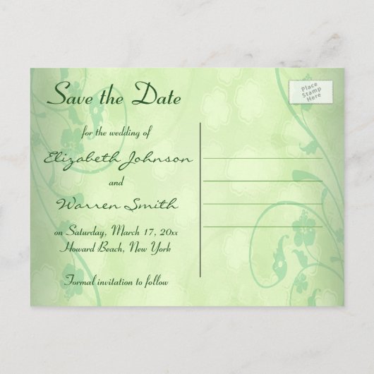 Emerald Celtic Liebe Knot Save the Date Postcard Ankündigungspostkarte (Rückseite)