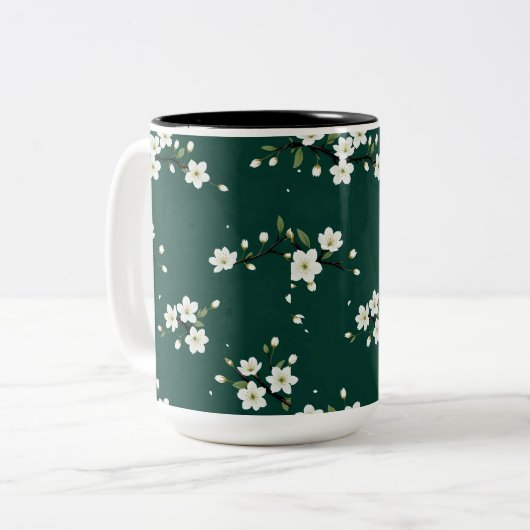 Emerald Cherry Blossom Petal Tasse (Vorderseite Links)