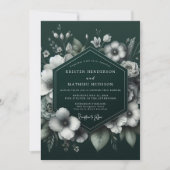 Emerald Chiaroscuro Bloom Wedding Einladung (Vorderseite)