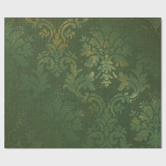 Emerald Christmas Drapery Damask Geschenkpapier (Flach)