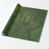 Emerald Christmas Drapery Damask Geschenkpapier (Ungerollt)