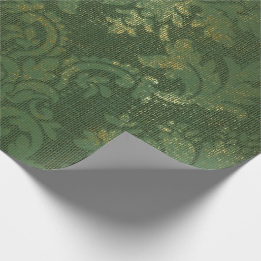 Emerald Christmas Drapery Damask Geschenkpapier (Ecke)