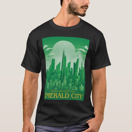Emerald City Vintage Travel Poster T-Shirt (Vorderseite)
