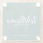 Emerald Classic Script Personalisierte Trauzeugen Glasuntersetzer (Rückseite)
