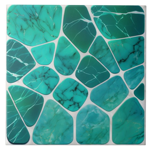 Emerald Coast Marmor Mosaikzellen abstrakte Kunst Fliese (Vorderseite)