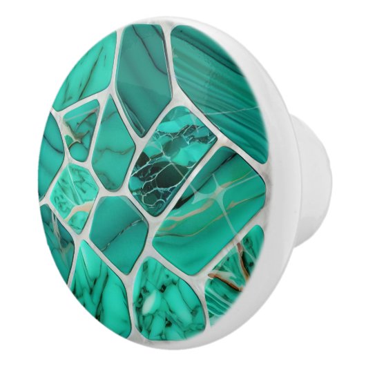 Emerald Coast Marmor Mosaikzellen abstrakte Kunst Keramikknauf (Rechts)