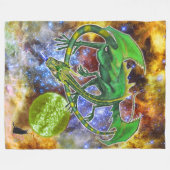 Emerald Cosmic Dragon Fleece Blanket (Vorderseite (Horizontal))