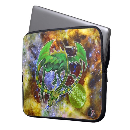 Emerald Cosmic Dragon Laptop Sleeve (Vorderseite Links)