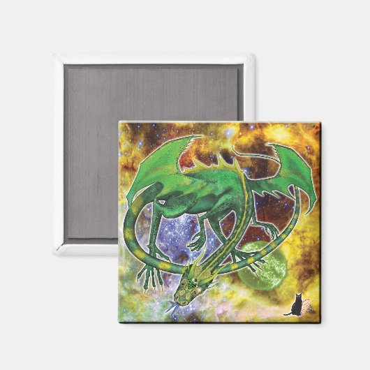 Emerald Cosmic Dragon Magnet (Vorderseite/Rückseite)