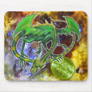 Emerald Cosmic Dragon Mousepad