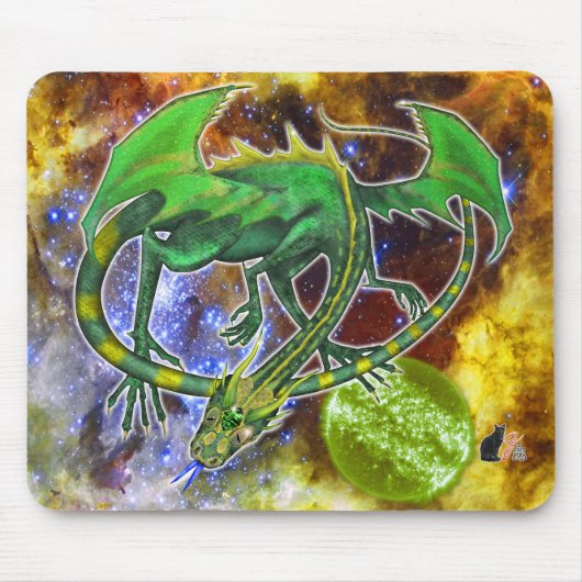 Emerald Cosmic Dragon Mousepad (Vorne)