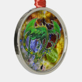 Emerald Cosmic Dragon Ornament Aus Metall (Rechts)
