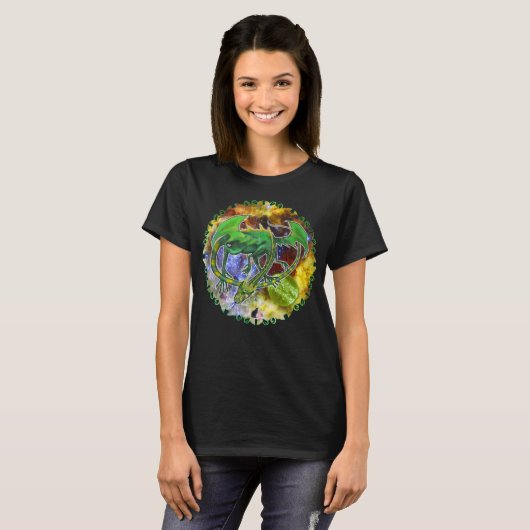 Emerald Cosmic Dragon T - Shirt (Vorne ganz)