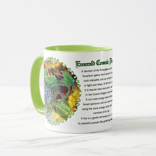 Emerald Cosmic Dragon Tasse (Vorderseite Links)