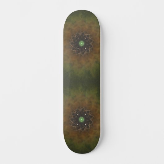 Emerald Cosmic Mandala Burst Skateboard (Vorderseite)