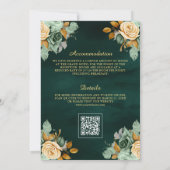 Emerald Cream Floral Gold QR Code Muslime Hochzeit Einladung (Rückseite)