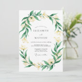 Emerald Cream Kranz Hochzeit Einladung (Stehend Vorderseite)