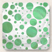 Emerald Cream Polka Dot Getränkeuntersetzer (Vorderseite)