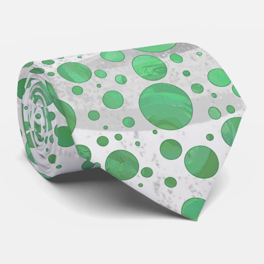 Emerald Cream Polka Dot Krawatte (Gerollt)