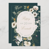 Emerald & Cream Poppy Floral Save The Date Card (Vorne/Hinten)
