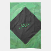 Emerald Cream und Black Monogram Geschirrtuch (Vertikal)
