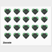 Emerald Cream und Black Monogram Herz-Aufkleber (Blatt)