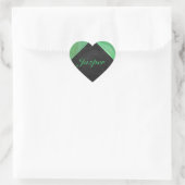 Emerald Cream und Black Monogram Herz-Aufkleber (Tasche)