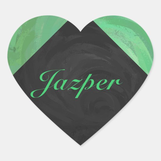 Emerald Cream und Black Monogram Herz-Aufkleber (Vorderseite)